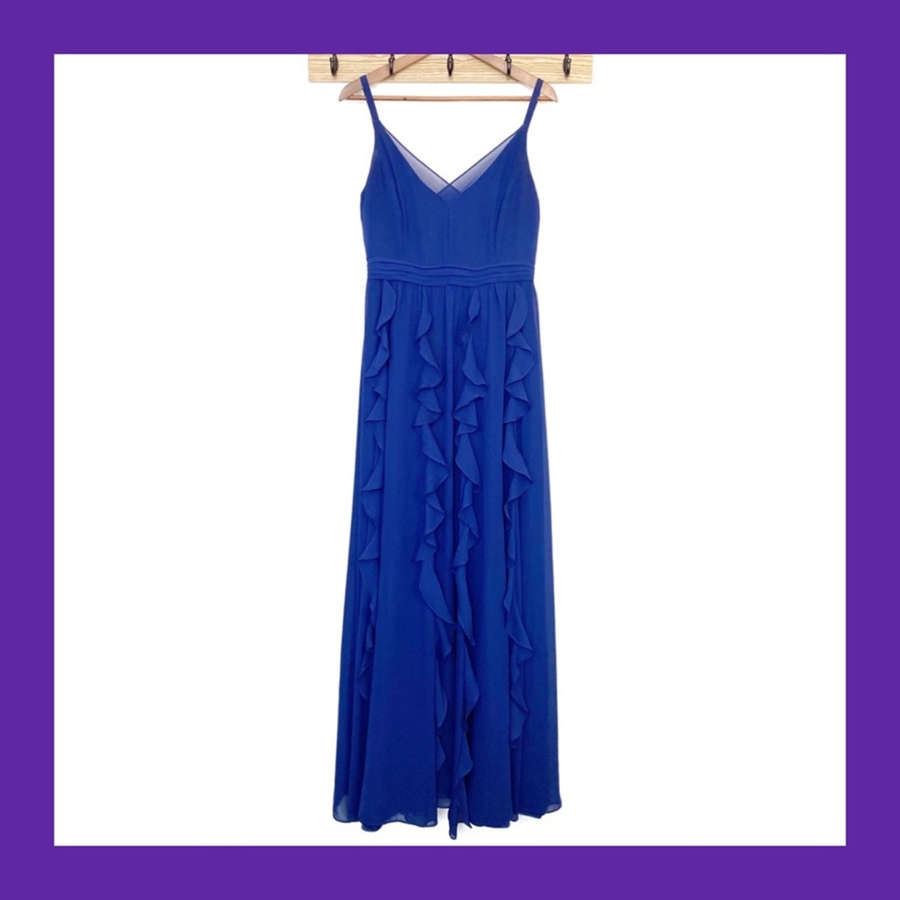 WHITE HOUSE BLACK MARKET Blue Waterfall Dress 8